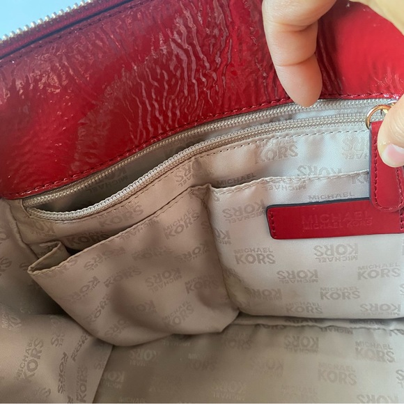 Michael Kors Hudson Red Purse Medium Leather Satchel - Picture 10 of 12